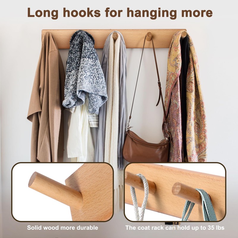 evory 2 Pack Coat Rack Wall Mount, 17 Inch Coat