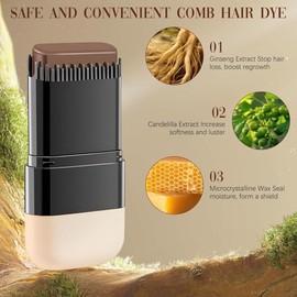 Peine Cabello Tinte, Barros Para Teñir el Pelo, Tinte de 2 en 1 en Barra, Pelo con Peine Seguro y Cómodo, Cubre Canas, Cepillo para Retoques de Cabell