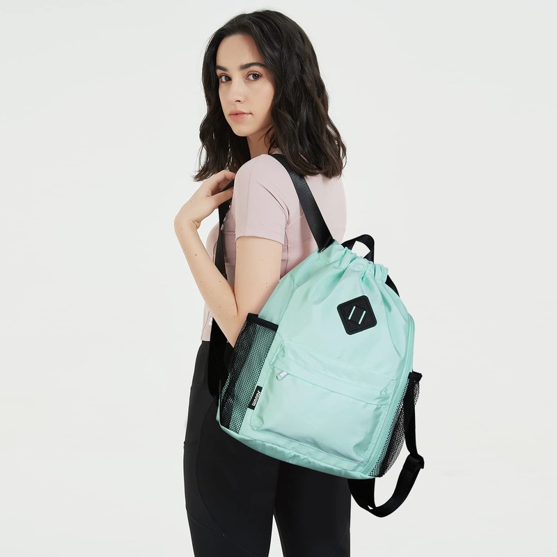 WANDF Turnbeutel mit Kordelzug, Sporttasche mit Schuhfach, wasserabweisender String-Rucksack Cinch