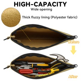 Faylapa 3 Pack Canvas Tool Pouch, Metal Zipper Bag, Oxford Tool Bags, Waterproof Utility Tool Organizer, Multipurpose Storage Organizer Tool Pouches with Carabiner for Tools, Pencil Pouch, 9.8"x6"