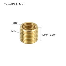 PATIKIL M12 to M10 Fine Thread Adapter Reducer Thread Reducing Nuts Insert, 5 Pack 10mm Threaded Hollow Tube Adapter Brass Coupler Connector Pipe Fitting