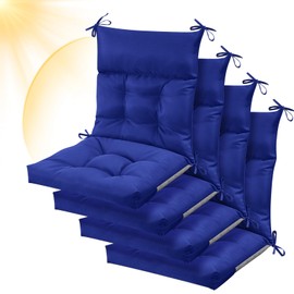 Sintuff 44 x 21 x 4 Patio Chair Cushions Outdoor Chair Cushions Seat/Back Tufted Pillow with Ties All Weather Replacement Indoor Patio Furniture Outdoor Furniture(Navy,4 Pcs)