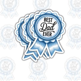 3 Pcs Best Dad Ever Award Sticker – Funny Father’s Day Trophy Ribbon Vinyl Decal Waterproof for Laptop, Water Bottle, Notebook – Gift from Kids, Sons, Daughters to Super Dads – 3 Inch