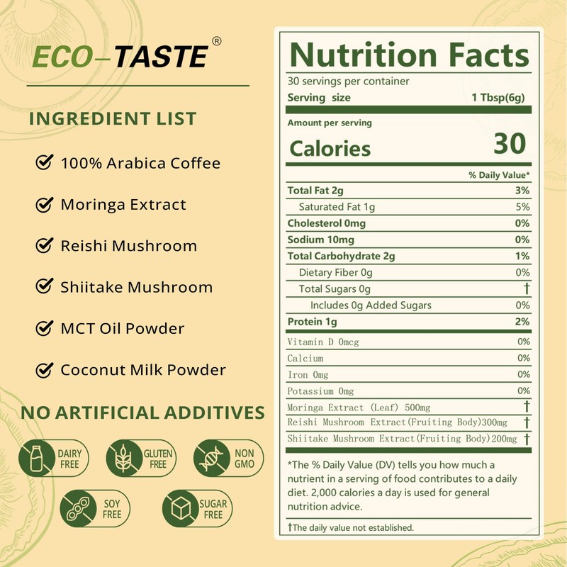 Moringa Mushroom Coffee Infused with Reishi, Moringa & Shiitake -