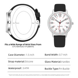 TWOPTION Waterproof Nurse Watch for Medical Professionals,Doctors Nursing Women Men,12/24 Hour Military Time,Analog Watch with Second Hand Nursing Luminouse Easy Read Dial Nurse Watches for Women