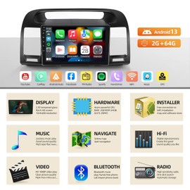 Android 13 Car Stereo for Toyota Camry 2000 2001 2002 2003 2004 2005 2006 9inch Touchscreen Radio with Carplay | Android Auto | Hi-Fi | Mirror Link+Backup Camera and Mic [2+64G]