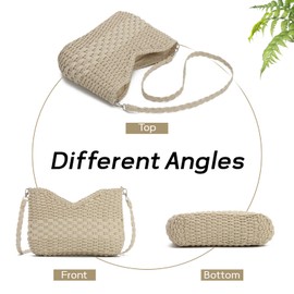 Syrads Straw Pocketbook Crossbody Bag for Women Summer Chic Woven Handbag Shoulder Purse Bag,Beige
