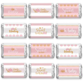 Clabby Pumpkin Baby Shower Candy Wrappers, Shower Mini Candys Bar Miniatures Wrappers Chocolate Bar Label Stickers for Boys Girls Kids Babys Showers Decor (No Candy)