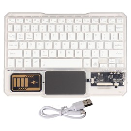 Bluetooth Keyboard Rechargeable Transparent Wireless Keyboard with 7 Colors Backlits for Mate Tablet White