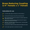 Brass Reducing Coupling 3/4" Female x 1" Female Construction NPT