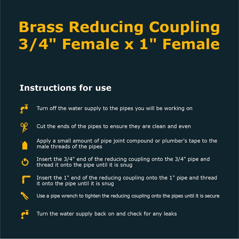 Brass Reducing Coupling 3/4" Female x 1" Female Construction NPT
