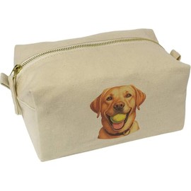 'Golden Labrador with Ball' Canvas Wash Bag/Makeup Case (CS00042213)