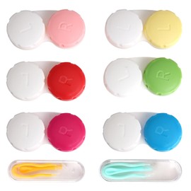 Contact Lens Container, Pack of 6, Contact Lens Remover Set, 2 Pieces, Leak-Proof Travel Contact Lens Container Set for Home and Travel, Very Easy to Carry and Can be Easily Put in Bag Wallet, red,