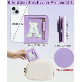 COSHAYSOO Initial RFID Wallet Small Teen Girl Gifts Trendy Stuff Women Birthday Graduation Christmas Gift Idea for Girls 6 7 8 9 10 11 12 13 14 Year Old Preppy Cute Girly Travel Necessities Purple A