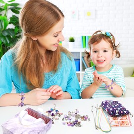 CICIGETI Jewellery Crafts Girls, Bracelets Make Yourself Children, Teenager Girls Gift 5 6 7 8 9 10 Years, Charm Bracelet Kit for Toys from 5-12 Years Girls, Purple