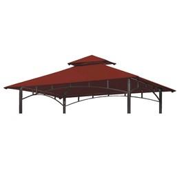 Grill Gazebo Replacement Canopy Top - Wonwon 5x8 Gazebo Roof Double Tiered Outdoor BBQ Roof Cover Grill Shelter Only Fit for Model L-GG001PST-F (Burgundy)