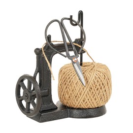 Sungmor Cast Iron Twine Holder and Scissors Set, Vintage Jute Twine Garden String Holder, Decorative Twine Dispenser with Cutter for Crafting, Gardening, Gift Wrapping, Sewing Machine Shape