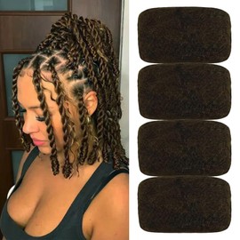 Afro Kinky Bulk Hair For Dreadlock Extensions Repair Locs,Twist Braiding, 100% Handmade Braiding Hair 30Grams each bundles Total (16Inch #4 4Bundles/Pack)
