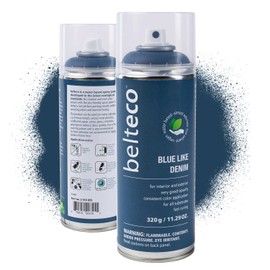 BELTECO Dark Blue Spray Paint Like Denim | Water-Based & Odorless | Eco-Friendly & Vegan | Weather & UV-Resistant | For All Substrates | Fast-Drying With High Coverage | For Indoor/Outdoor Use