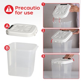 LivLab Rice Container - Flour Rice Dispenser 20lbs/10kg/10.6qt Food Grain Cereal Bins Pet Food Storage Laundry Pods Container for Household Pantry Organization (20lbs)