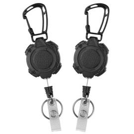 Vicloon Retractable Badge Reels, 2pcs Heavy Duty Retractable Keychain, Reel Clips Badge Reels Metal Carabiner Badge Holder Reel with Key Belt Reel for Key Ring ID Card Badge Holder (Round)