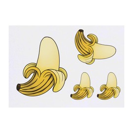 4 x 'Peeled Banana' Temporary Tattoos - Water Resistant, Skin-Safe, Non-Toxic Transfers, Mixed Sizes (TO00082536)