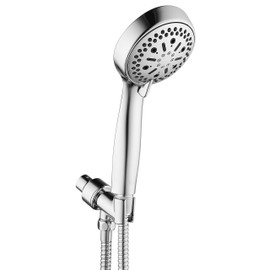 MODONA Premium High-Pressure 8 Setting Massage Hand Shower Set. Extra-long 72" (6 Feet) Stainless Steel SS304 Shower Hose. Extra Wall Mount. ELECTROPLATED POLISHED CHROME - 5-YEAR Warranty