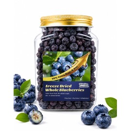 Freeze-Dried Whole Blueberries (6.6 oz / 187g) - Natural Crunchy Dried Blueberry Fruit Snacks, No Added Sugar Unsweetened Berries for Oatmeal Toppers