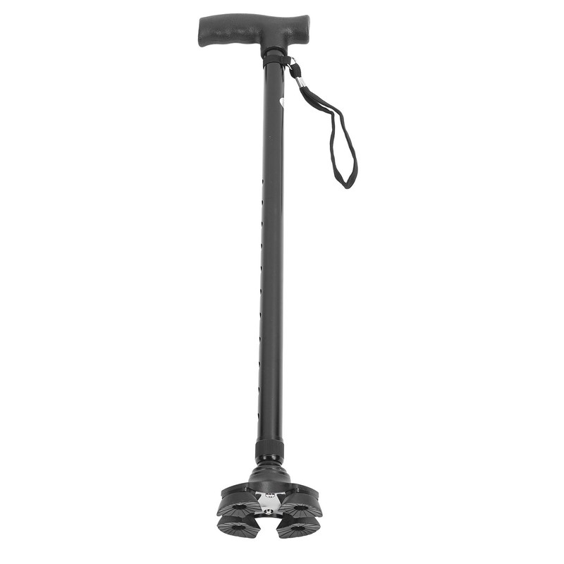 Quad Cane Adjustable Height Anti Slip Lightweight Retractable Senior Walking