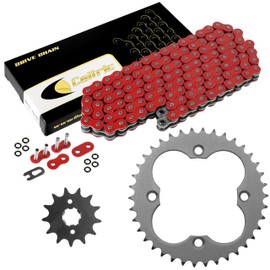 Caltric Red O-Ring Drive Chain & Sprockets Kit Compatible with Honda Fourtrax TRX250X TRX250R 1987-1992 / TRX300X TRX300EX 1993-2009 40530-HC0-005 41201-HC0-000 23801-HB5-000