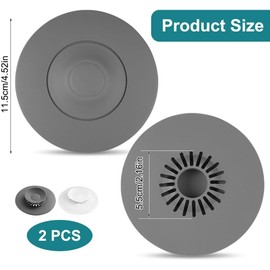 Zykra 2 Tapones de desagüe universales de Silicona, 11,5 cm