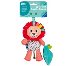 Ravensburger 4850 play+ Rattle Lion Cuddly Toy with Rattle, Clip for Attaching, Teething Aid, Baby Toy from 0 Months