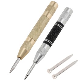 Omninmo 5 inch Strong Spring Adjustable Impact Automatic Center Punch for Loaded Locator/Dent Marker Hand Tools with 2 Spare Thimble