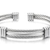 COOLSTEELANDBEYOND Men Women Stainless Steel Twisted Cable Adjustable Cuff Bangle
