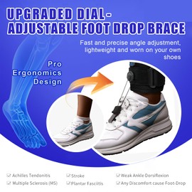 PRFCTLIFE Drop Foot Brace with Reel-Adjust Dorsiflexion Assist, AFO Foot Drop Brace for Walking with Shoes, Ankle Support for Supination,Plantar Fasciitis,Peroneal Achilles Tendonitis,Stroke,Men/Women