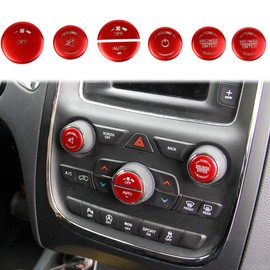 Aluminum alloy Air Conditioner Switch CD Button Pervious Light Patch Cover for 14-20 Dodge Durango 15-22 Dodge Charger Challenger Chrysler 300 for 14-21 Cherokee/Grand Cherokee 13-18 Ram 1500 (Red)