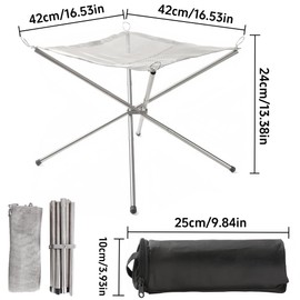 Portable Fire Pit for Camping, Foldable Stainless Steel Mesh Fire Pit with Carrier Bag and Heat Resistant Gloves, Camper Van Accessories Perfect for For Outdoor Camping, BBQ, Patio and Garden