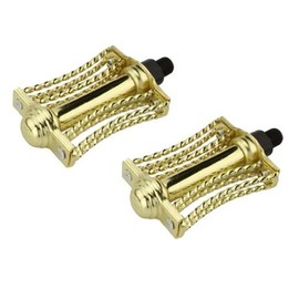 Lowrider Double Square Twisted Butterfly Pedals 1/2" Gold. Bike Pedals, Bicycle Pedal, Beach Cruiser, Chopper, Limo, Stretch Bike