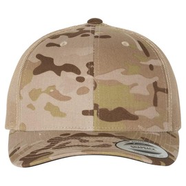 Joe's USA YP Classics 6606 Six-Panel Snapback Retro Trucker Cap - OSFM - 1 Pack - Multicam Arid/Tan
