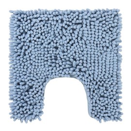 PANA Fluffy Toilet Mat with Cut-Out Chenille Bath Mat in Various Colours and Sizes Bath Mat Absorbent and Washable 45 x 45 cm Colour: Light Blue