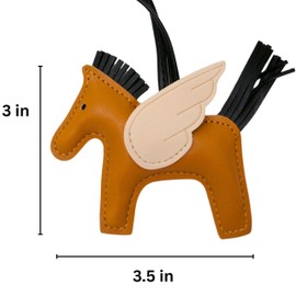 Leather Bag Charms Purse Charms for Handbags Horse Pendant Pegasus Christmas Tree Décor Ornament Keychain Designer Hanging (Brown-Nude-Black)
