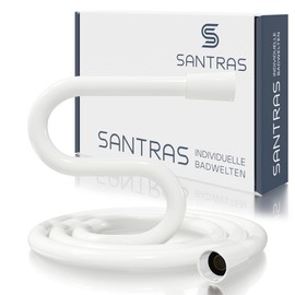 SANTRAS® Premium Shower Hose White 1.50 m with Flow Limiter - Particularly Flexible Shower Hose Made of Easy Clean Material Made in Germany