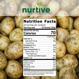NURTIVE Potato Protein Peptide Powder - Plant-Based, Rich in Nutrients - Peptide Enriched Formula - Ideal for Shakes, Baking & Cooking - Non-GMO & Vegan Friendly - 26 Servings (16 oz / 454g)