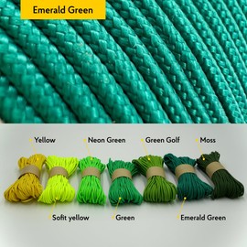 EdcX 2mm Nylon Paracord 275 (50 and 100m) - 100% Nylon Rope, 3 Core Cord, Nylon Cord 2mm in Many Colours (Emerald Green, 50m)