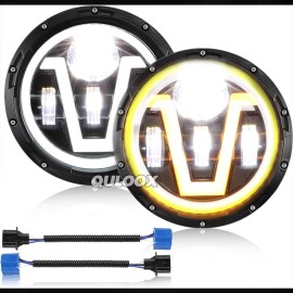 QULOOX 7'' inch LED Headlights Plug & Play Headlamp For Humvee M998 M923 M35a2 Truck