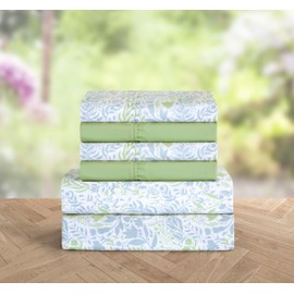 Elegant Comfort Softest and Coziest 6-Piece Sheet Set - 1500 Premium Hotel Quality Microfiber - Deep Pocket, Wrinkle Resistant 6-Piece Floral Bed Sheet Set, California King, Anita Green