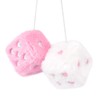 Heart Embroidered Fuzzy Plush Dice - 3-Inch Decorative Car Mirror