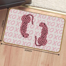 Mingnei Funny Pink Leopard XOXO Doormat Door Mat for Home Entrance, Boho Western Cowgirl Preppy Farmhouse Floor Mats for House Front Indoor Inside Outdoor Outside Entryway Rug 30 x 17 Welcome Mat