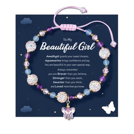 LAVEIR Gifts for Girls Butterfly Crystal Bracelets for Girls Daughter Granddaughter Niece, Stocking Stuffers for Kids Birthday Christmas Valentine's Day Graduation Jewelry Gifts