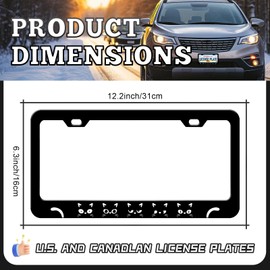 Black Cat License Plate Frames - 2 Pack Cute Pet Animal License Plate Holder,Stainless Steel Rust-Proof Waterproof Car Decorative Tag Frame with Screws Fasteners Caps